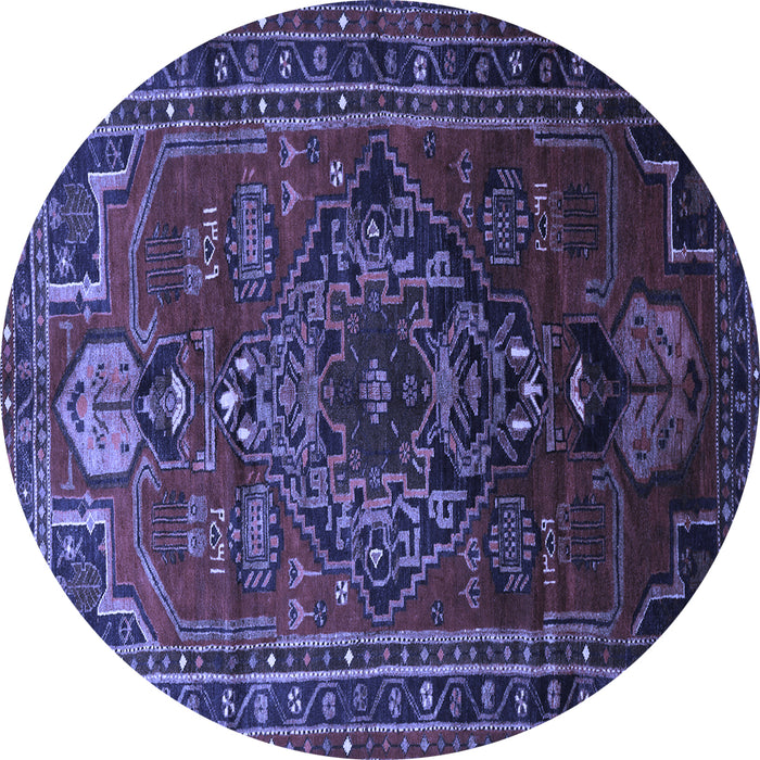 Round Persian Blue Traditional Rug, tr744blu