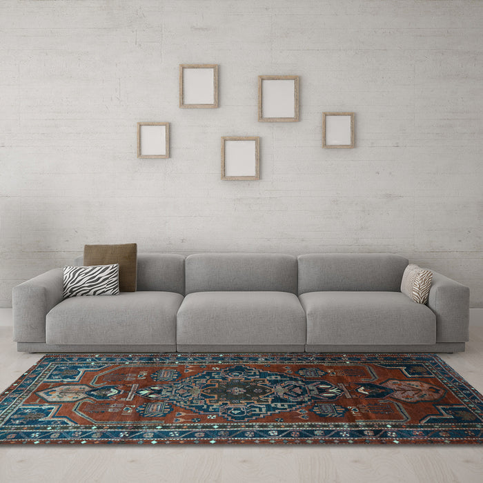 Machine Washable Persian Light Blue Traditional Rug in a Living Room, wshtr744lblu