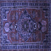 Square Machine Washable Persian Blue Traditional Rug, wshtr744blu