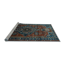 Sideview of Machine Washable Persian Light Blue Traditional Rug, wshtr744lblu