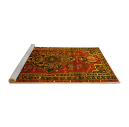 Sideview of Machine Washable Persian Yellow Traditional Rug, wshtr744yw