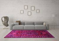 Machine Washable Persian Pink Traditional Rug, wshtr744pnk