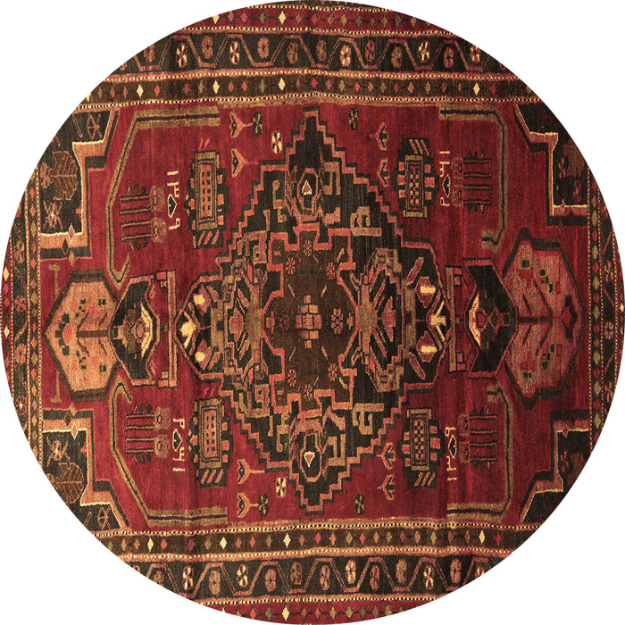 Round Persian Brown Traditional Rug, tr744brn