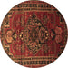 Round Persian Brown Traditional Rug, tr744brn