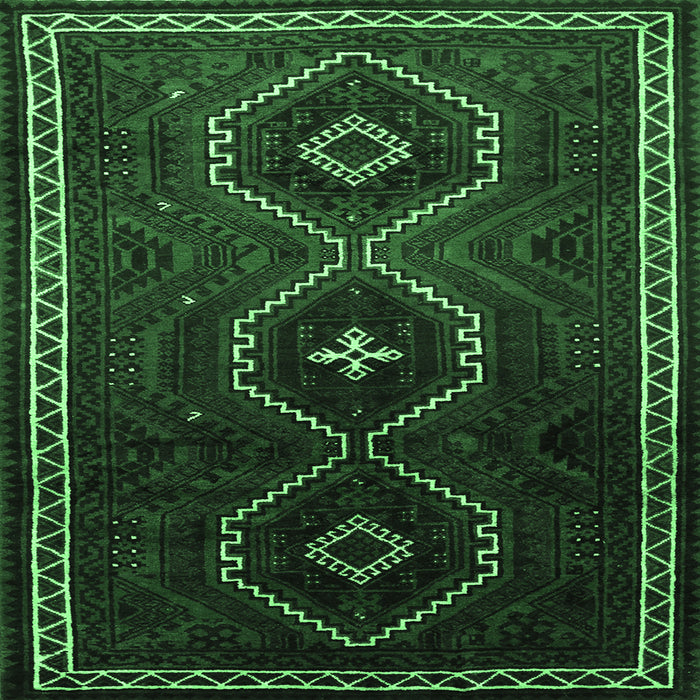 Square Machine Washable Persian Emerald Green Traditional Area Rugs, wshtr745emgrn