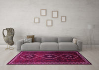 Machine Washable Persian Pink Traditional Rug, wshtr745pnk