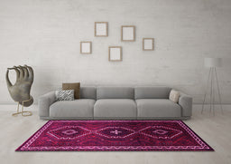Machine Washable Persian Pink Traditional Rug in a Living Room, wshtr745pnk