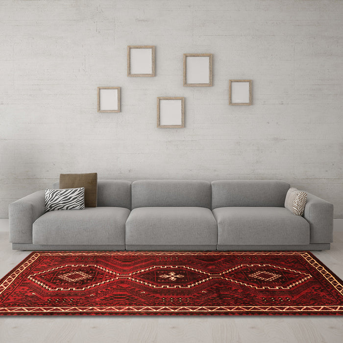 Machine Washable Persian Orange Traditional Area Rugs in a Living Room, wshtr745org