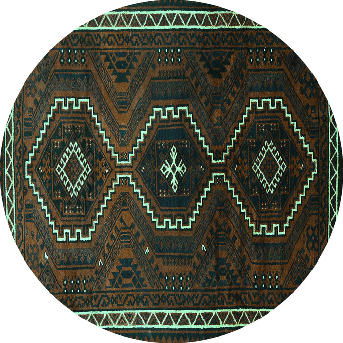 Round Persian Turquoise Traditional Rug, tr745turq