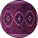 Round Persian Purple Traditional Rug, tr745pur