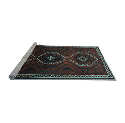 Sideview of Machine Washable Persian Light Blue Traditional Rug, wshtr745lblu