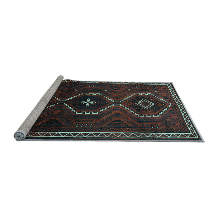 Sideview of Machine Washable Persian Light Blue Traditional Rug, wshtr745lblu