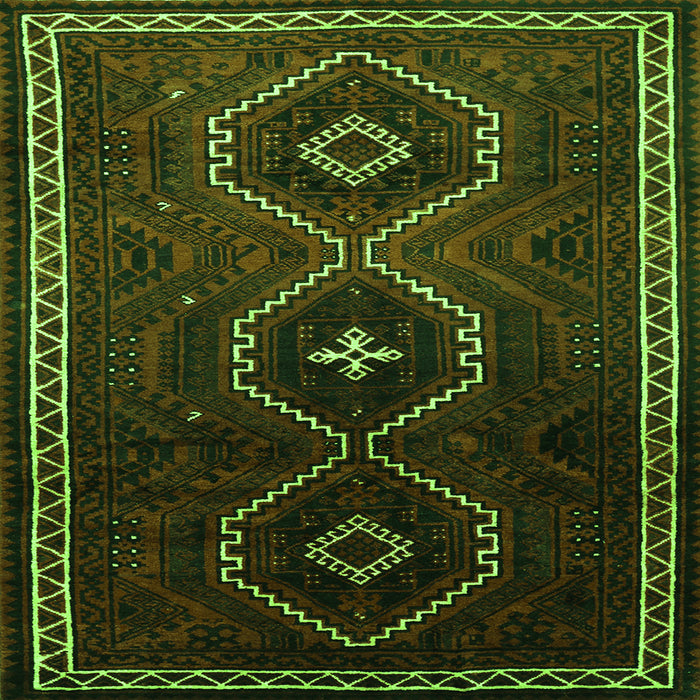 Round Machine Washable Persian Green Traditional Area Rugs, wshtr745grn