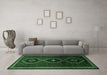 Machine Washable Persian Emerald Green Traditional Area Rugs in a Living Room,, wshtr745emgrn