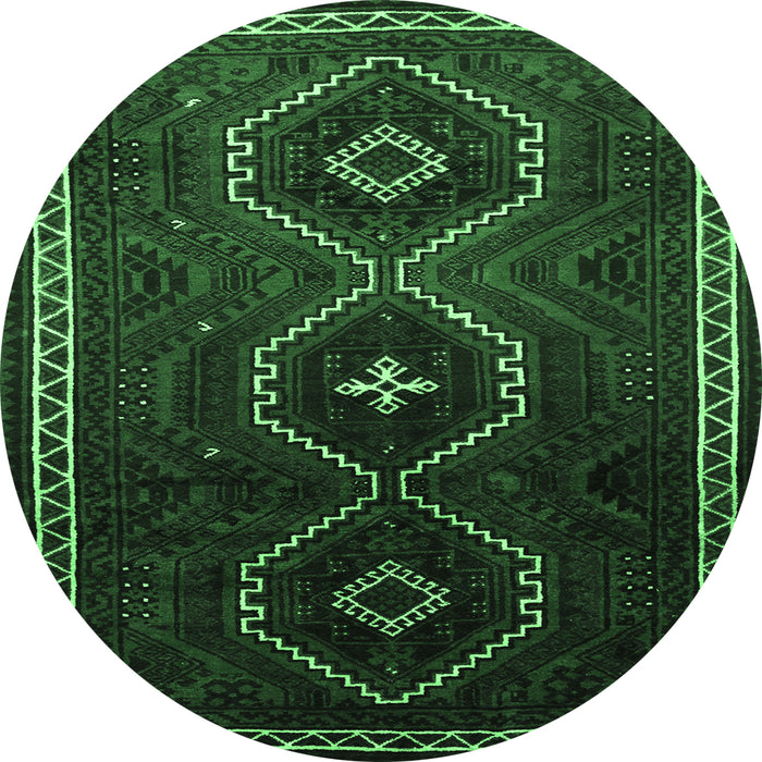 Round Machine Washable Persian Emerald Green Traditional Area Rugs, wshtr745emgrn