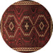 Round Persian Brown Traditional Rug, tr745brn