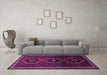 Machine Washable Persian Purple Traditional Area Rugs in a Living Room, wshtr745pur