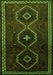 Serging Thickness of Machine Washable Persian Green Traditional Area Rugs, wshtr745grn