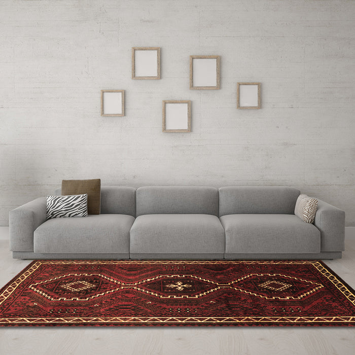 Machine Washable Persian Brown Traditional Rug in a Living Room,, wshtr745brn