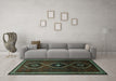 Machine Washable Persian Turquoise Traditional Area Rugs in a Living Room,, wshtr745turq