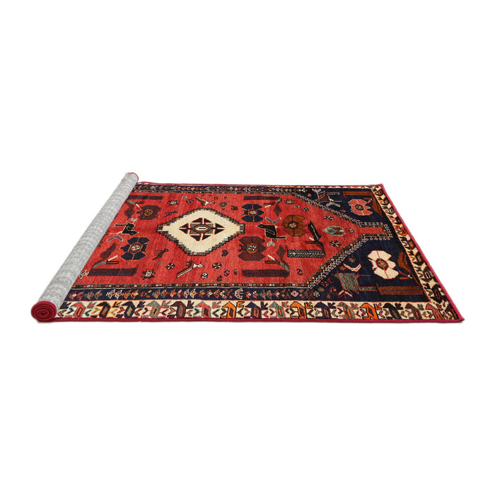 Sideview of Machine Washable Traditional Dark Almond Brown Rug, wshtr746