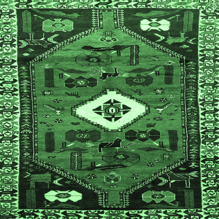 Square Persian Emerald Green Traditional Rug, tr746emgrn