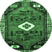 Round Persian Emerald Green Traditional Rug, tr746emgrn