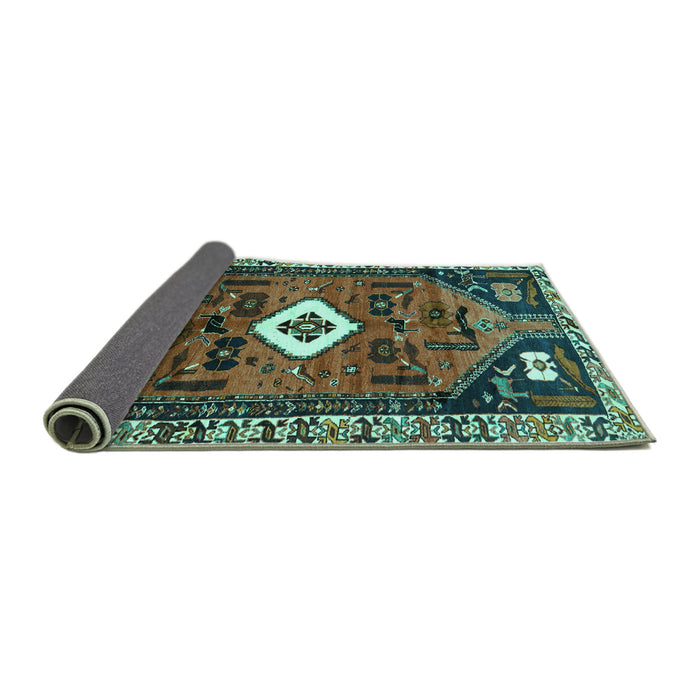 Sideview of Persian Turquoise Traditional Rug, tr746turq