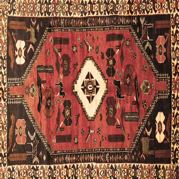 Square Machine Washable Persian Brown Traditional Rug, wshtr746brn
