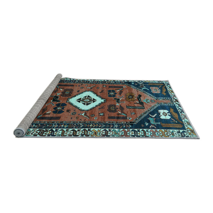 Sideview of Machine Washable Persian Light Blue Traditional Rug, wshtr746lblu