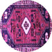 Round Persian Purple Traditional Rug, tr746pur