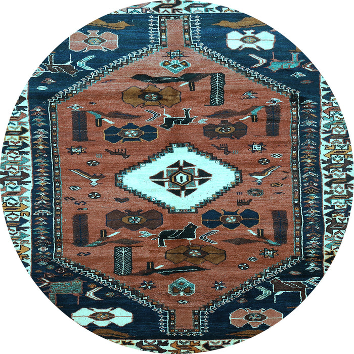 Round Machine Washable Persian Light Blue Traditional Rug, wshtr746lblu