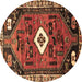 Round Persian Brown Traditional Rug, tr746brn