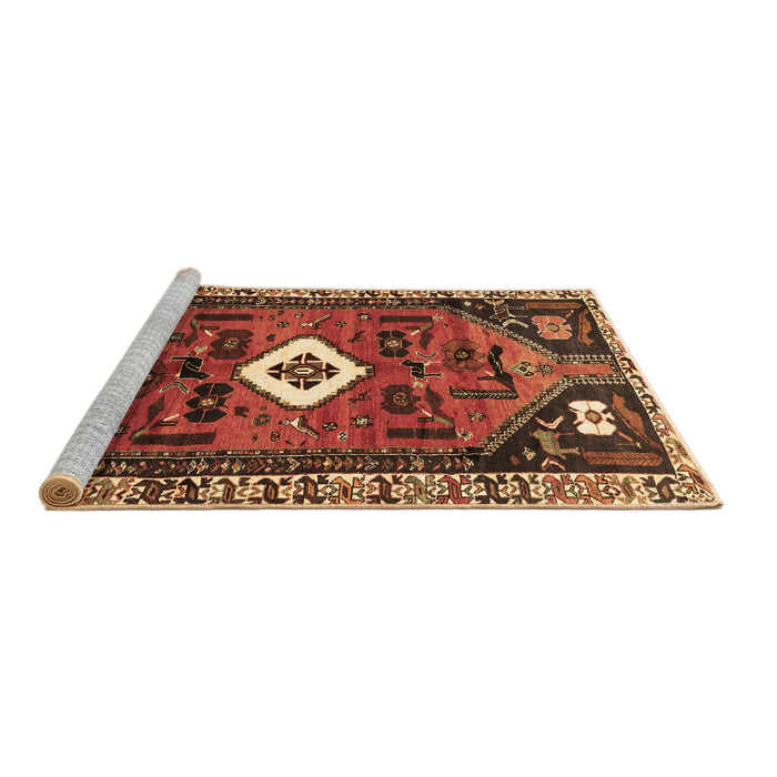 Sideview of Machine Washable Persian Brown Traditional Rug, wshtr746brn