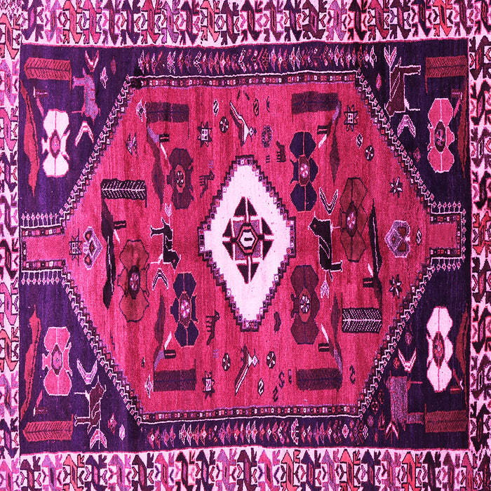 Square Machine Washable Persian Pink Traditional Rug, wshtr746pnk
