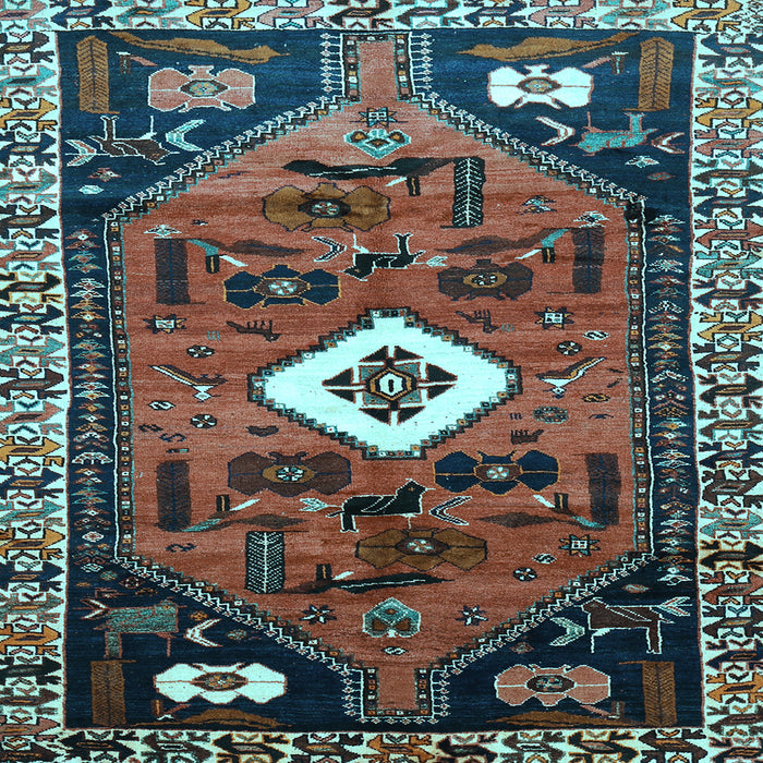 Square Machine Washable Persian Light Blue Traditional Rug, wshtr746lblu