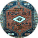 Round Persian Light Blue Traditional Rug, tr746lblu