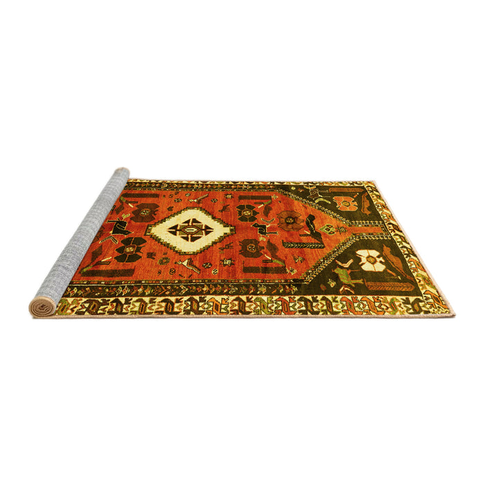 Sideview of Machine Washable Persian Yellow Traditional Rug, wshtr746yw