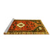 Sideview of Machine Washable Persian Yellow Traditional Rug, wshtr746yw