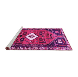Sideview of Machine Washable Persian Pink Traditional Rug, wshtr746pnk