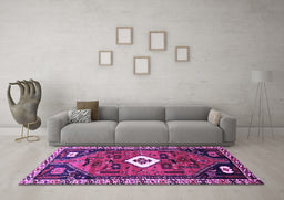 Machine Washable Persian Purple Traditional Area Rugs in a Living Room, wshtr746pur