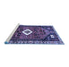 Sideview of Machine Washable Persian Blue Traditional Rug, wshtr746blu