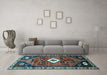 Machine Washable Persian Light Blue Traditional Rug in a Living Room, wshtr746lblu