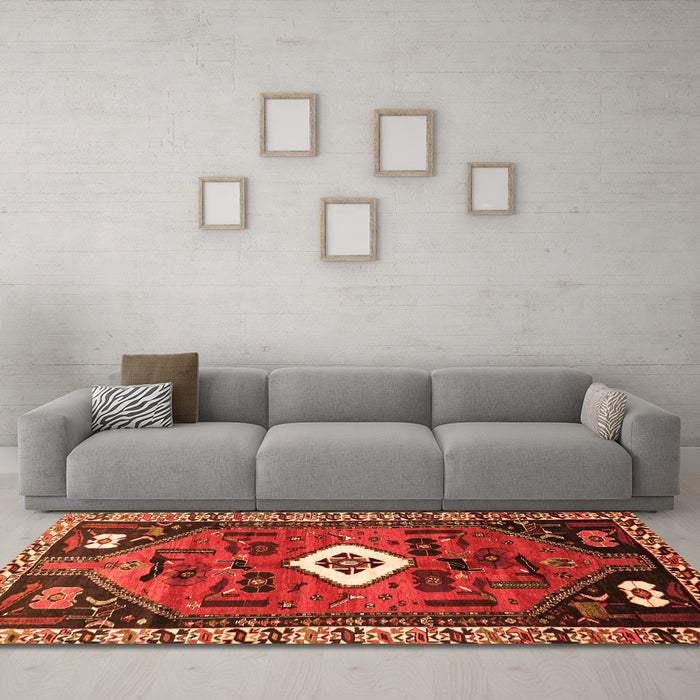 Machine Washable Persian Orange Traditional Area Rugs in a Living Room, wshtr746org