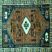 Square Persian Turquoise Traditional Rug, tr746turq