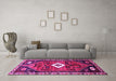 Machine Washable Persian Pink Traditional Rug in a Living Room, wshtr746pnk