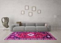 Machine Washable Persian Pink Traditional Rug, wshtr746pnk