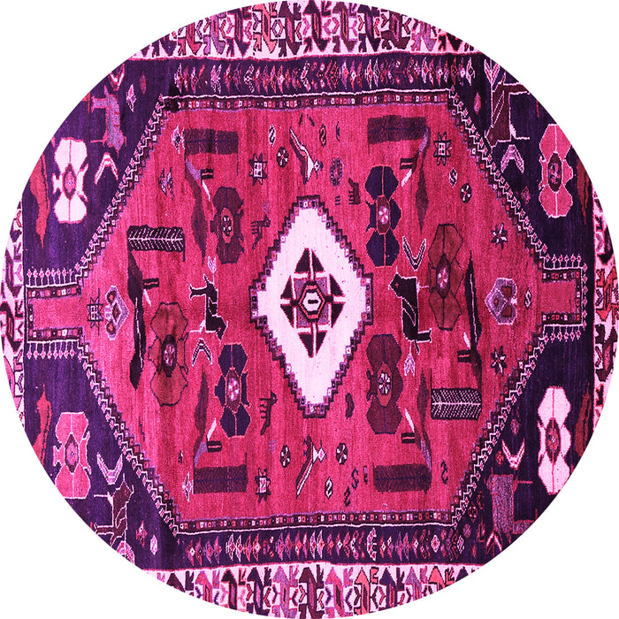 Round Machine Washable Persian Pink Traditional Rug, wshtr746pnk