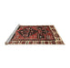 Sideview of Machine Washable Traditional Saffron Red Rug, wshtr747