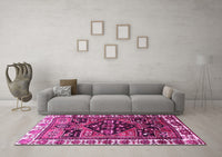 Machine Washable Persian Pink Traditional Rug, wshtr747pnk